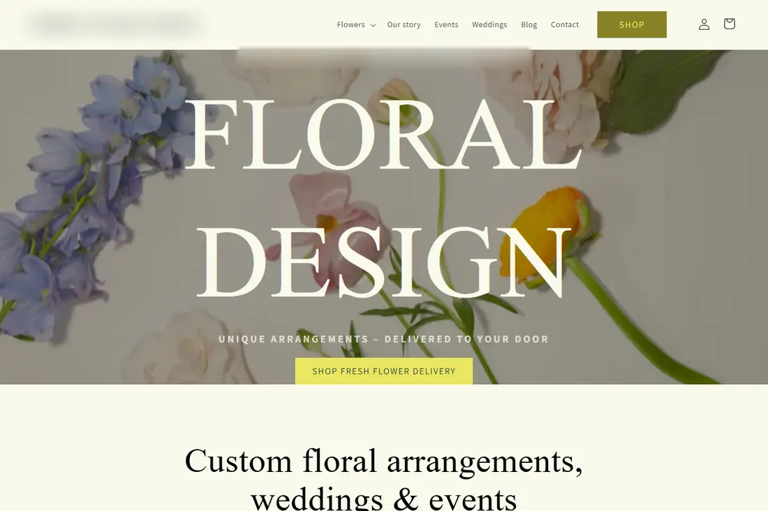A florist's homepage from our tests, rebuilt by Rebuild.fast
